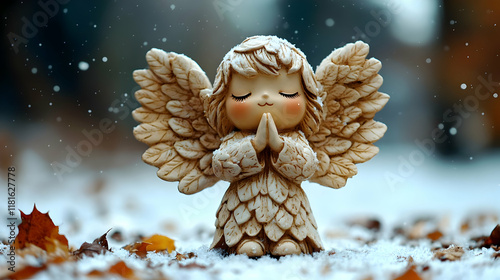 Angel Statue Prays Serenely...