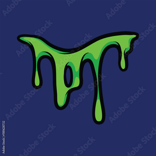 Melted green liquid cartoon vector illustration