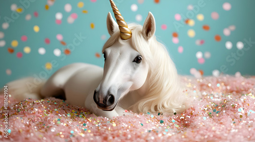 White Horse with Golden Hor...