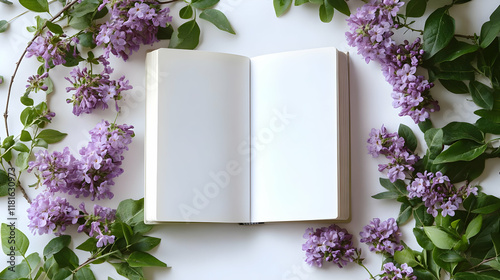 Lilac Blooms Frame a Blank ...