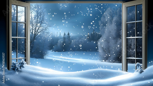 Snow Falls Gently Outside W...