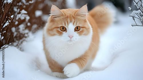 Fluffy Cat Walks Through Sn...