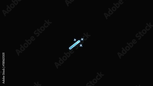 Edit auto icon with blue neon light in bowling effect.Concept for edit and save symbols.Neon icon edit pen symbol blue  color . photo