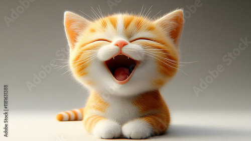 Cute Kitten Yawns Widely: A...
