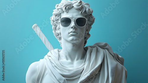 White Statue Wears Sunglass...