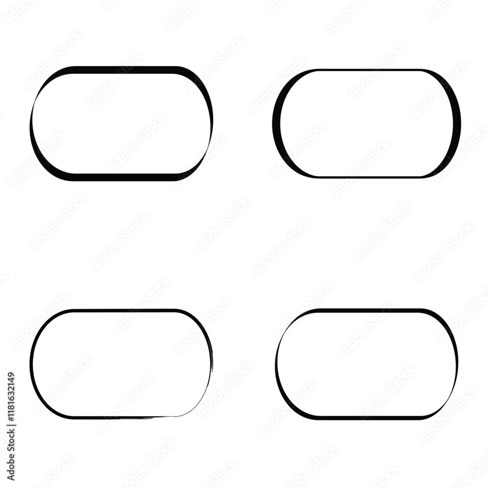 black frame line, ink brush strokes. Vector illustration black frame line, ink brush strokes. Vector illustration