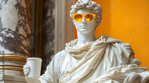 Statue Sips Coffee: Art, Hi...