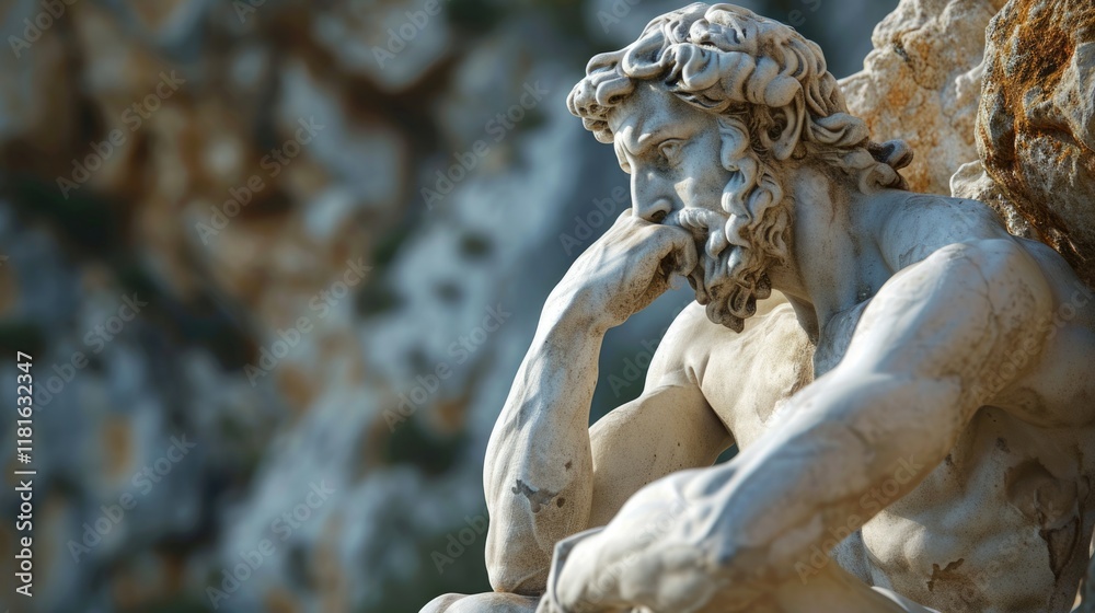 Fototapeta premium Contemplating Stoic: A Modern Renaissance Tribute to Classic Philosophical Statues