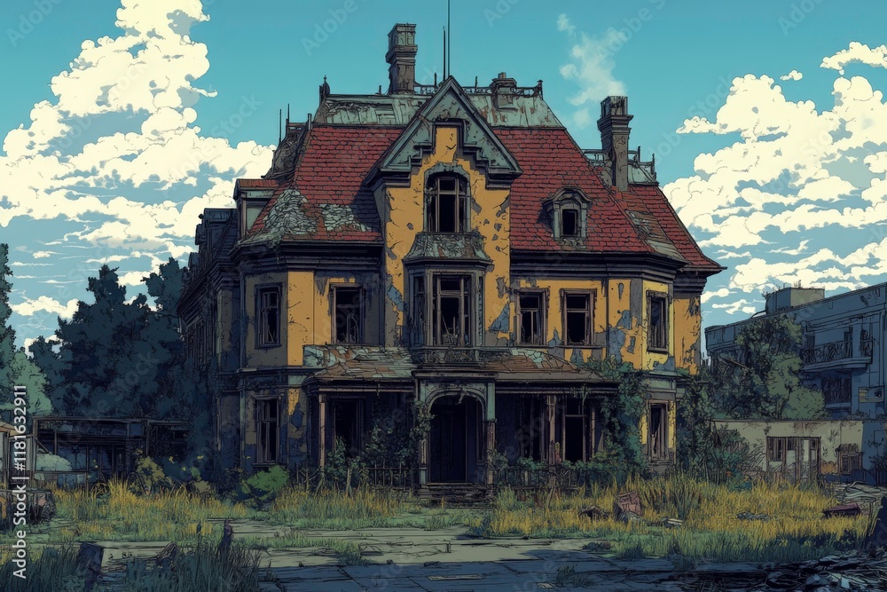 Atmospheric Views of Facades and Attics in Urban Cityscapes Highlighting Architectural Styles Atmospheric Views of Facades and Attics in Urban Cityscapes Highlighting Architectural Styles