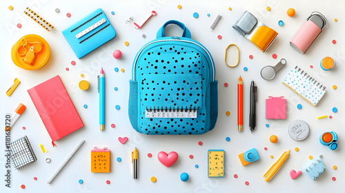 School Supplies Flatlay: Ba...