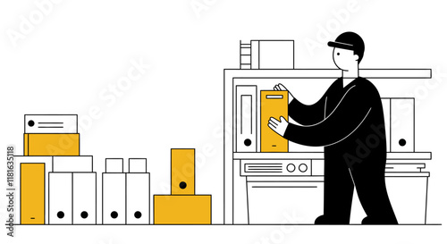 Vector illustration of office people, including a businessman, designed in a logo-friendly style.






