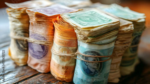 Currency Stacks Displayed, ...