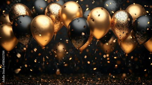 Gold and Black Balloons Flo...