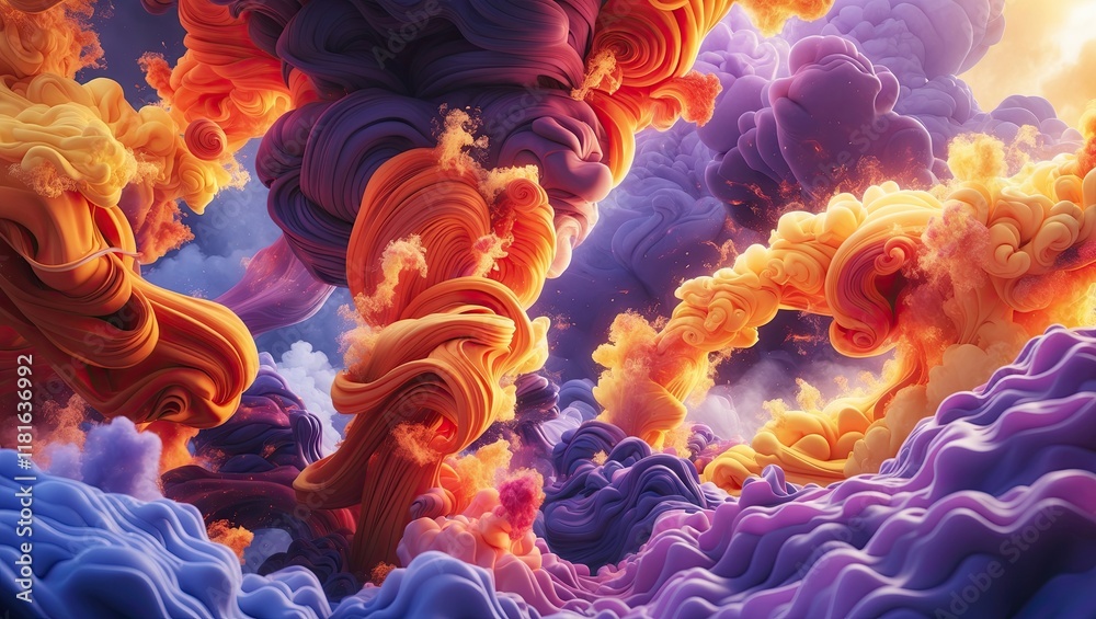 Obraz premium A detailed vibrant and exaggerated abstract colorful cloud