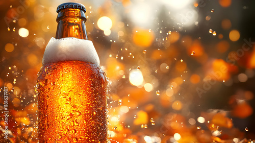 Cold Beer Bottle with Conde...