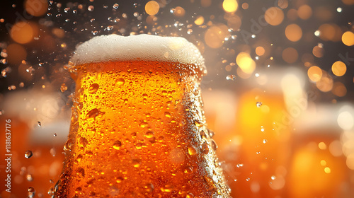 Cold Beer Bottle Dripping w...