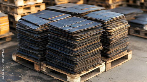 Metal Sheets Stacked on Woo...