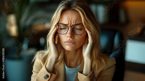 Woman Experiences Headache,...