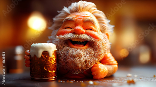 Man Drinks Beer Happily and...