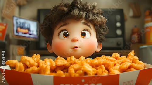 Child Amazed by Tasty Snack...