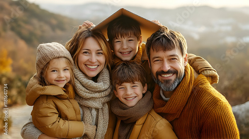 Family Holds Cardboard Roof...