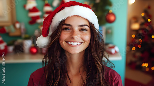 Christmas Cheer: Woman Smil...