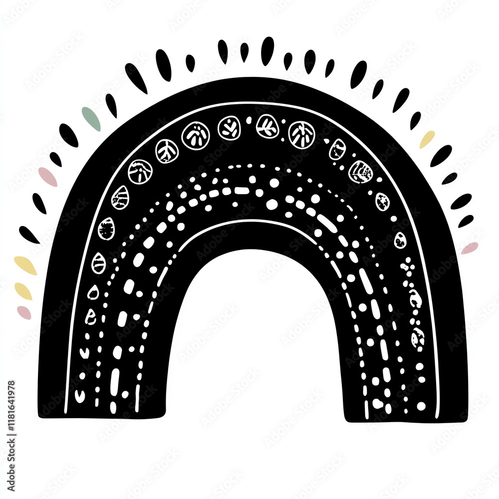 Stylized rainbow with intricate patterns. Stylized rainbow with intricate patterns.
