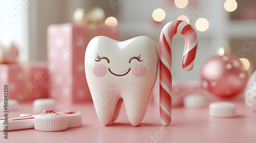 Happy Tooth with Candy Cane...