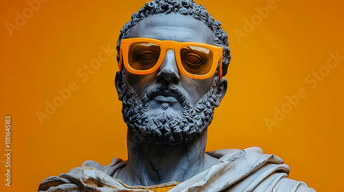Statue Wears Orange Sunglas...