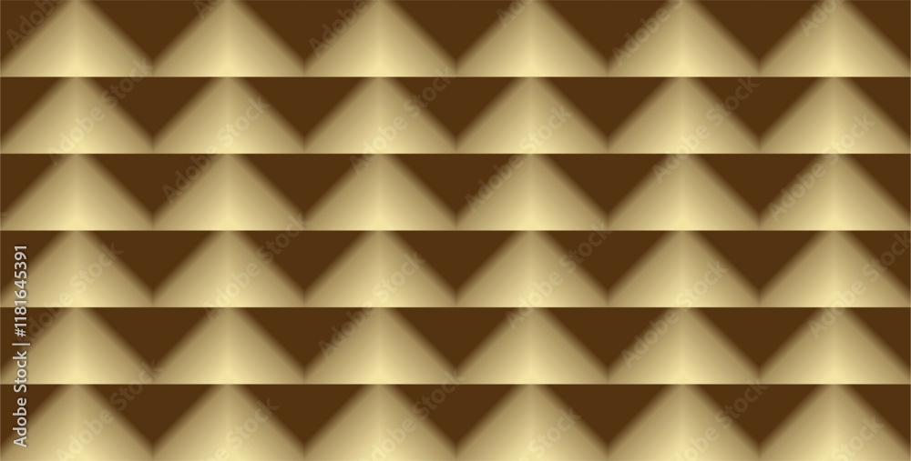 repetition of lines, planes and geometric shapes in the form of triangles with gradations of yellow, brown and gold as ornaments or decorations or inspiration in fine arts