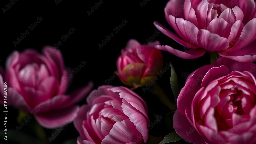 Obraz premium Isolate Peony Flower On Black Background