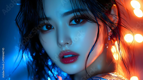 Beauty Glows Under Neon Lig...