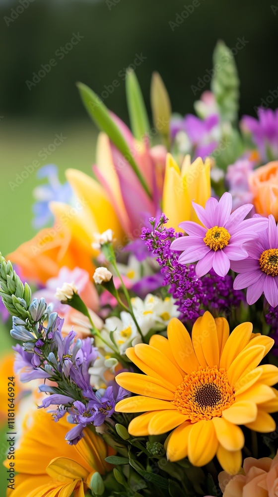 Vibrant bouquet of assorted spring flowers. Vibrant bouquet of assorted spring flowers.