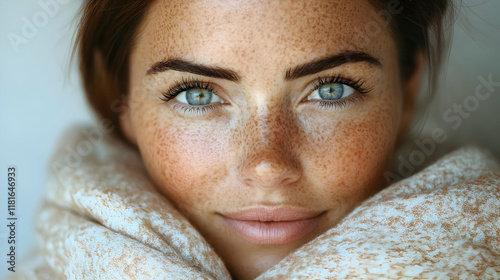 Woman with Freckles Shows B...
