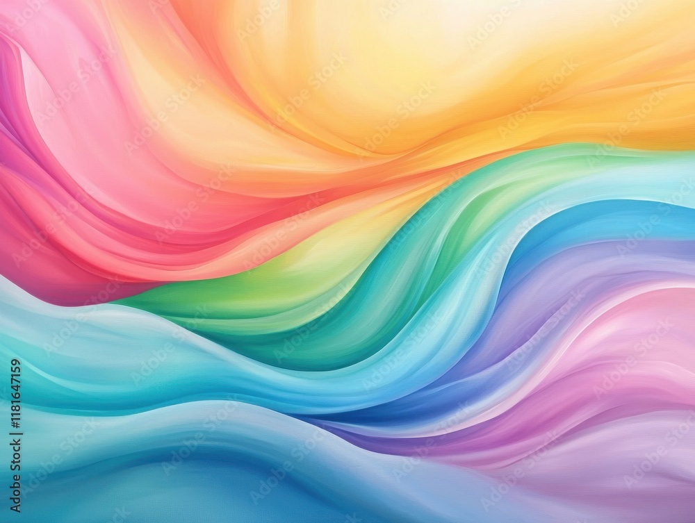 Obraz premium Vibrant abstract waves in pastel colors create a soothing and harmonious visual experience.