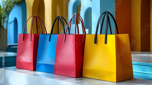 Shopping Bags Stand on Marb...