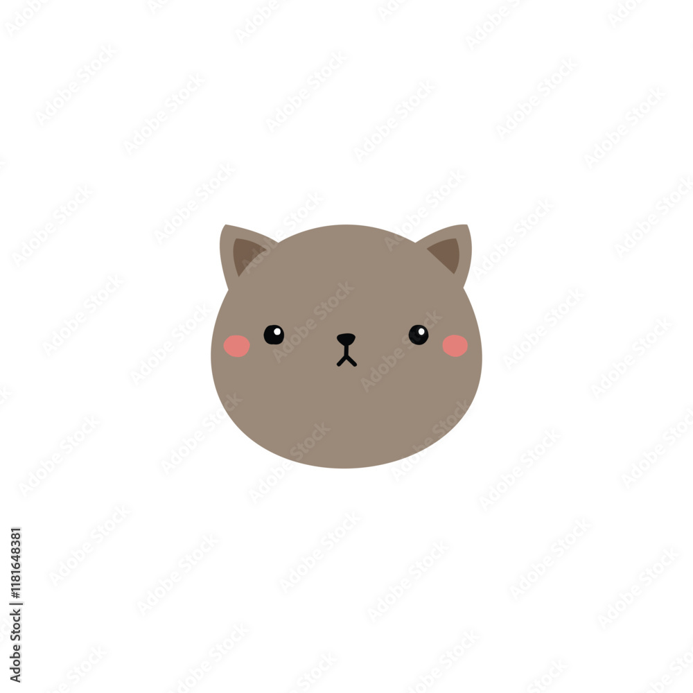 Kawai brown cat isolated on white background. Cat illustration. Kawai brown cat isolated on white background. Cat illustration.