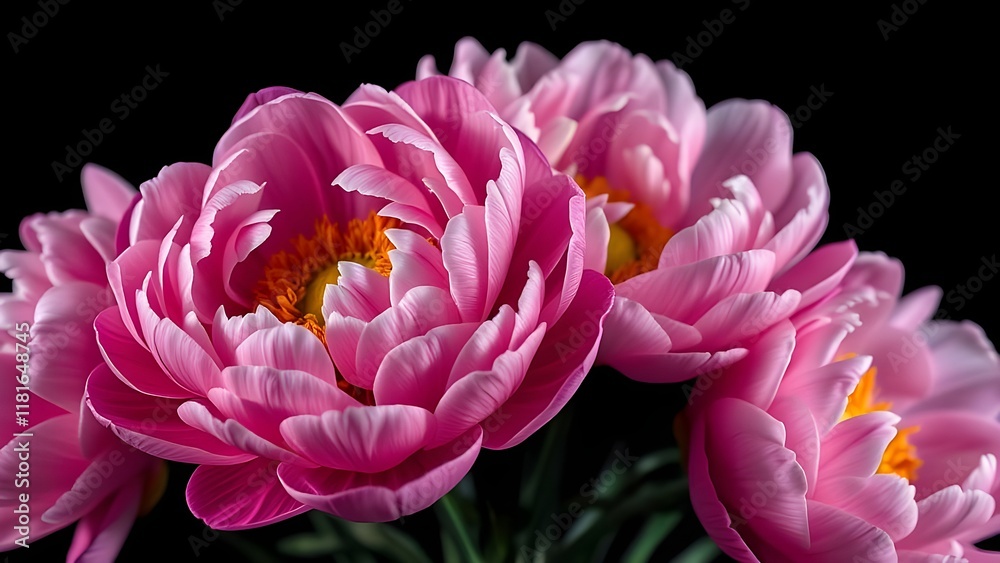 Obraz premium Isolate Peony Flower On Black Background