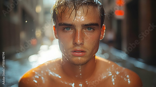 Man Feels Refreshing Water ...