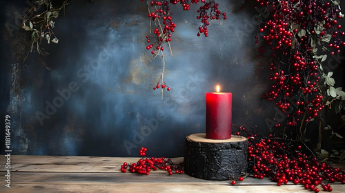 Red Berries and Candle Glow...