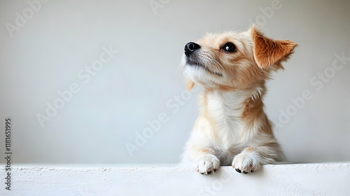 Cute Puppy Looks Up Inquisi...