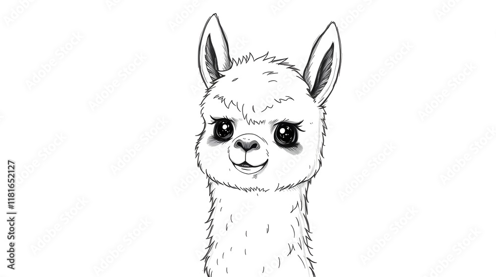 one alpaca design with space for text on light neutral background one alpaca design with space for text on light neutral background