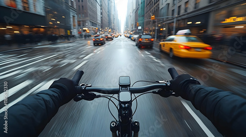 Cycling Through City Street...