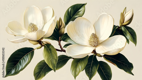 Magnolia Blooms Unfold: Bot...