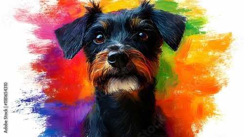 Dog Portrait Exhibits Color...
