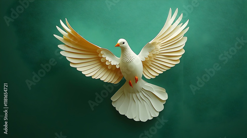 White Dove Soaring with Spr...