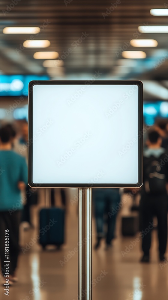 Obraz premium LED Display Advertising in Bustling Airport Terminal with Passengers : Generative AI