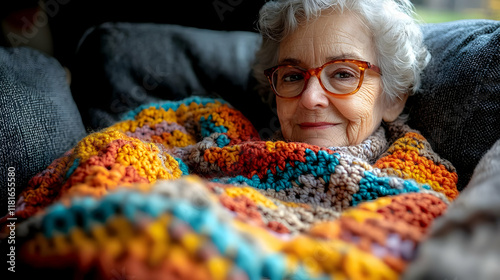 Cozy Comfort: Woman Relaxes...