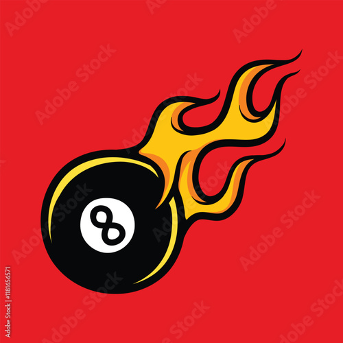 Burning 8 ball vector illustration