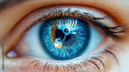 Blue Eye Reflects Light and...